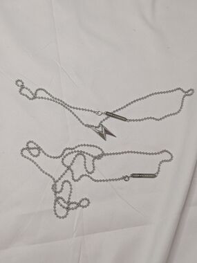 🔴5/$25 Minimal Silver Ball Chain Necklace Set with Lightning Bolt "Yes Theory"